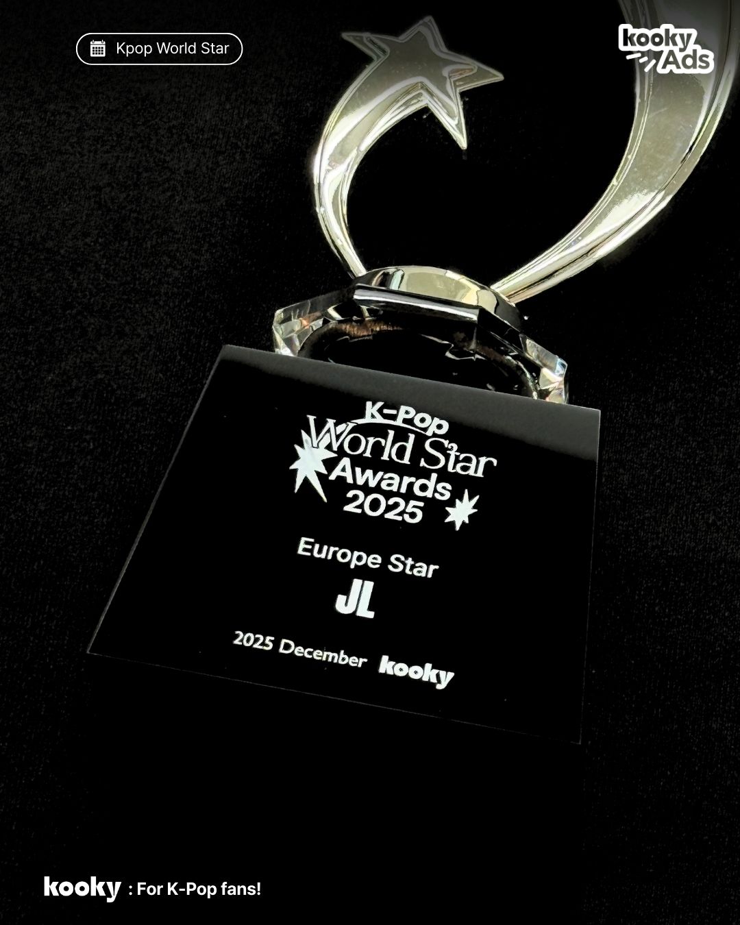 K-Pop World Star Awards 2025 Europe trophy presented to JL